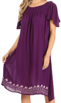 Sakkas Desma Women Casual Loose Summer off  Shoulder Midi Boho Dress Cover-up#color_Purple