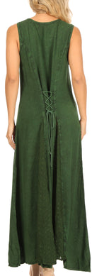 Sakkas Diana Women's Maxi Sleeveless Stonewashed Long Boho Casual Dress Rayon