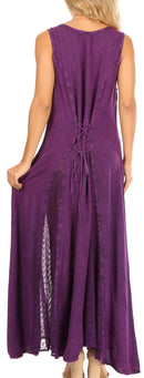 Sakkas Diana Women's Maxi Sleeveless Stonewashed Long Boho Casual Dress Rayon