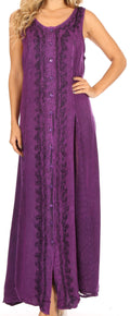 Sakkas Diana Women's Maxi Sleeveless Stonewashed Long Boho Casual Dress Rayon#color_Purple