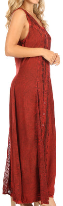 Sakkas Diana Women's Maxi Sleeveless Stonewashed Long Boho Casual Dress Rayon