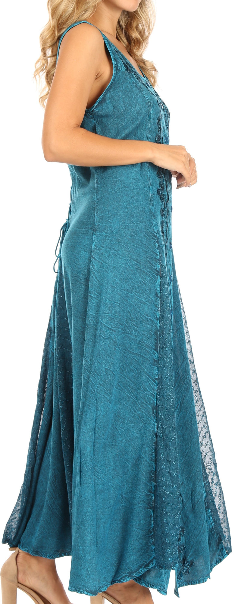 Sakkas Diana Women's Maxi Sleeveless Stonewashed Long Boho Casual Dress Rayon