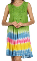 Sakkas Stripe Tie Dye Tank Sheath Dress / Cover Up#color_Green