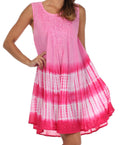 Sakkas Stripe Tie Dye Tank Sheath Dress / Cover Up#color_Pink