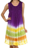 Sakkas Stripe Tie Dye Tank Sheath Dress / Cover Up#color_Purple