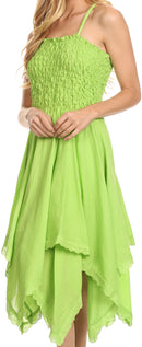 Sakkas Ella Smocked Bodice Spaghetti Strap Double Layered Dress