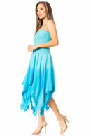 Sakkas Ella Smocked Bodice Spaghetti Strap Double Layered Dress