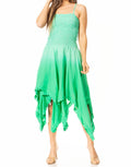 Sakkas Ella Smocked Bodice Spaghetti Strap Double Layered Dress#color_O-SpringGreen
