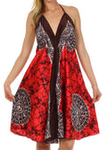 Sakkas Isis Silky Halter Dress#color_Chocolate/Red