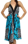 Sakkas Isis Silky Halter Dress#color_Turquoise