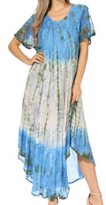 Sakkas Mika Ombre Floral Caftan Dress#color_Blue/Cream