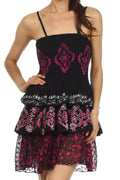 Sakkas Raji Batik Hem Tunic Short Dress#color_Black/Pink