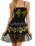 Sakkas Raji Batik Hem Tunic Short Dress#color_Black/Yellow