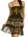 Sakkas Raji Batik Hem Tunic Short Dress#color_Olive/Cream