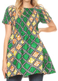Sakkas Ife Wax African Ankara Colorful Cocktail Short Dress Off-shoulder w/pockets#color_22-Multi