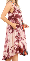Sakkas Butterfly Tie Dye Tank Sheath Caftan Mid Length Cotton Dress
