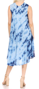Sakkas Butterfly Tie Dye Tank Sheath Caftan Mid Length Cotton Dress