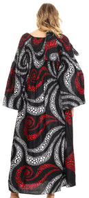 Sakkas Akela Womens Gypsy Peasant Boho Smocked Dress in African Ankara Print