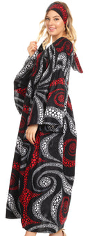 Sakkas Akela Womens Gypsy Peasant Boho Smocked Dress in African Ankara Print