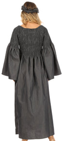 Sakkas Akela Womens Gypsy Peasant Boho Smocked Dress in African Ankara Print