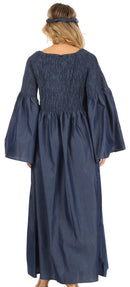 Sakkas Akela Womens Gypsy Peasant Boho Smocked Dress in African Ankara Print