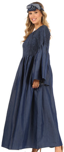 Sakkas Akela Womens Gypsy Peasant Boho Smocked Dress in African Ankara Print