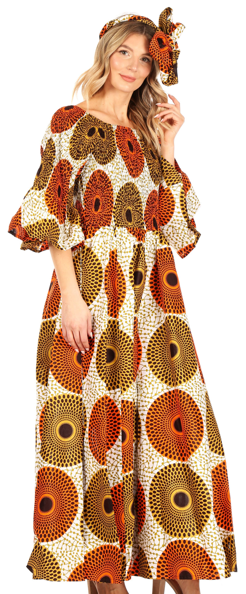 Sakkas Ina Women's African Ankara Print Wide Leg Jumpsuit Dress Of the Shoulder