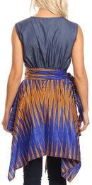 Sakkas Lani Womens Cocktail Sleeveless Hi-Lo Dress in African Print w/Pockets