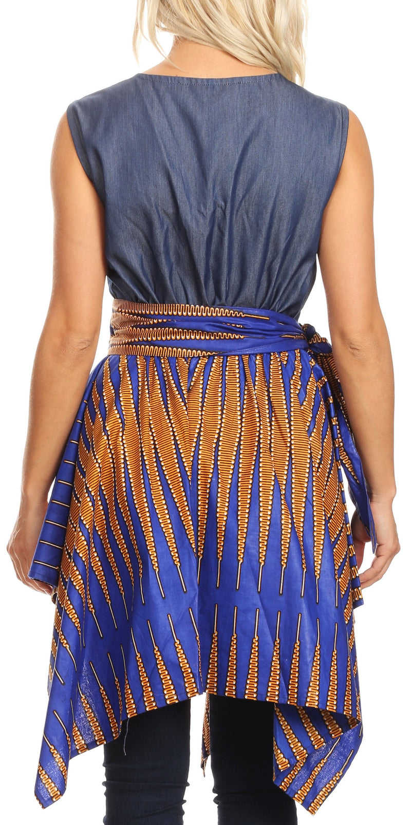 Sakkas Lani Womens Cocktail Sleeveless Hi-Lo Dress in African Print w/Pockets