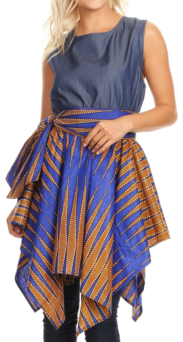 Sakkas Lani Womens Cocktail Sleeveless Hi-Lo Dress in African Print w/Pockets#color_401-Multi