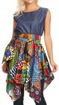 Sakkas Lani Womens Cocktail Sleeveless Hi-Lo Dress in African Print w/Pockets#color_412-Multi/Tribal