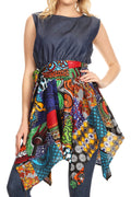 Sakkas Lani Womens Cocktail Sleeveless Hi-Lo Dress in African Print w/Pockets#color_421-Multi