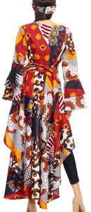 Sakkas Mavi Women's African Ankara Maxi Long Sleeve Dress Cocktail Formal Swing