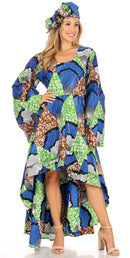 Sakkas Olivia Women's Elegant Cocktail Long Sleeves Party Dress African Print