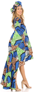Sakkas Olivia Women's Elegant Cocktail Long Sleeves Party Dress African Print#color_33-Multi