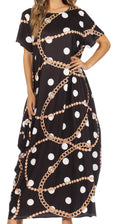Sakkas Abeni Women's Short Sleeve Casual Print Long Maxi Cover-up Caftan Dress#color_Print2