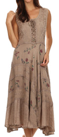 Sakkas Garden Goddess Corset Style Dress#color_Cappuccino