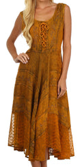 Sakkas Kevina Stonewashed Rayon Embroidered Dress#color_Copper