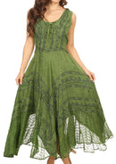 Sakkas Kevina Stonewashed Rayon Embroidered Dress