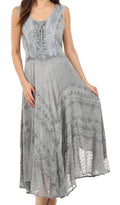 Sakkas Kevina Stonewashed Rayon Embroidered Dress#color_Grey