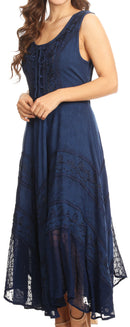 Sakkas Kevina Stonewashed Rayon Embroidered Dress