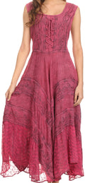 Sakkas Kevina Stonewashed Rayon Embroidered Dress#color_Orchid