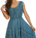 Sakkas Kevina Stonewashed Rayon Embroidered Dress#color_SteelBlue