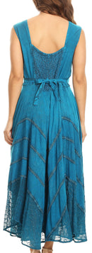 Sakkas Kevina Stonewashed Rayon Embroidered Dress
