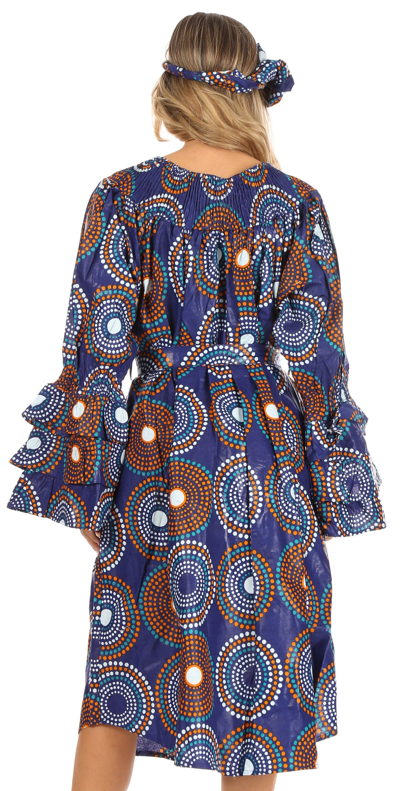 Sakkas Marta Women's Long Sleeve Off Shoulder Cocktail African Dashiki Midi Dress