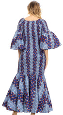 Sakkas Zarah Women's African Ankara Body-con Off shoulder Mermaid Pocket Dress