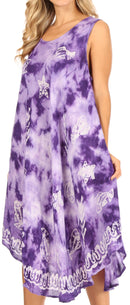 Sakkas Mara Women's Casual Sleeveless Tank Flare Midi Boho Batik Dress Cover-up