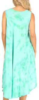 Sakkas Mara Women's Casual Sleeveless Tank Flare Midi Boho Batik Dress Cover-up