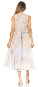 Sakkas Mara Women's Casual Sleeveless Tank Flare Midi Boho Batik Dress Cover-up