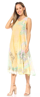 Sakkas Mara Women's Casual Sleeveless Tank Flare Midi Boho Batik Dress Cover-up